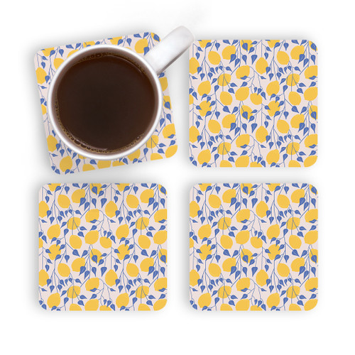 Abstract Lemons Pattern Coaster Set By Artists Collection