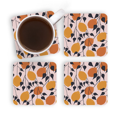 Abstract Lemon Pattern Coaster Set By Artists Collection