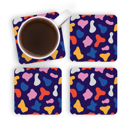 Colorful Cow Pattern Coaster Set By Artists Collection