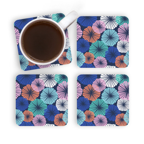 Flower Umbrella Pattern Coaster Set By Artists Collection