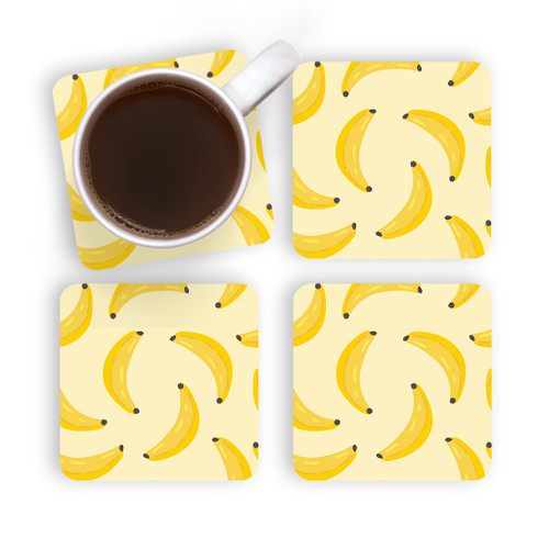 Hand Drawn Bananas Pattern Coaster Set By Artists Collection