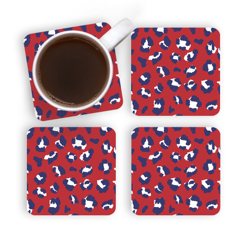 Patriotic Leopard Skin Pattern Coaster Set By Artists Collection