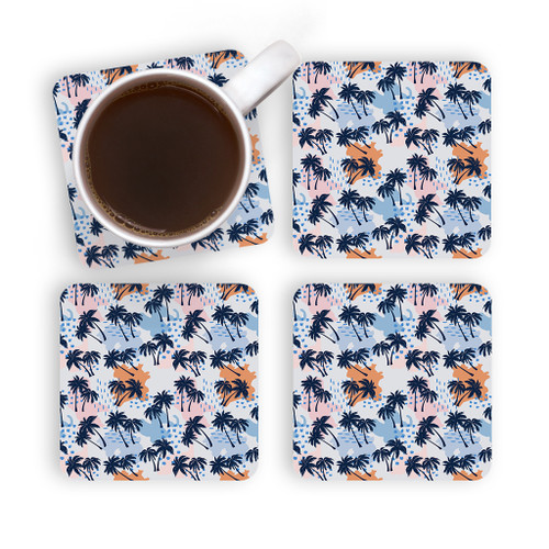 Summer Palm Trees Pattern Coaster Set By Artists Collection