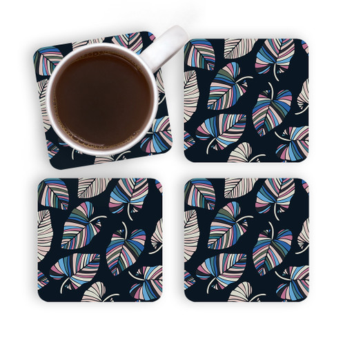 Trendy Leaves Pattern Coaster Set By Artists Collection