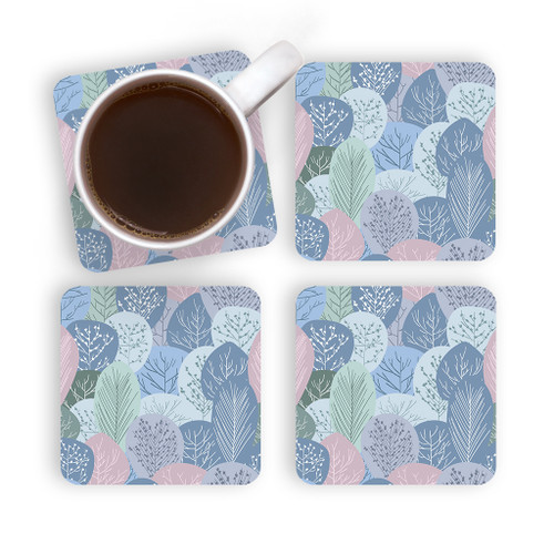 Winter Leaves Pattern Coaster Set By Artists Collection