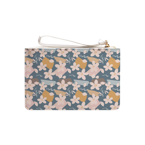 White Flowers Pattern Clutch Bag By Artists Collection