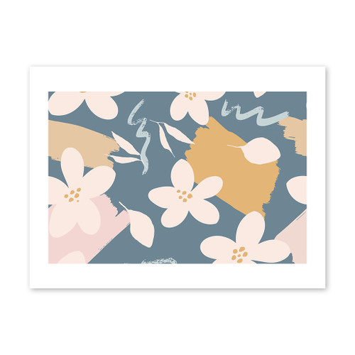 White Flowers Pattern Art Print By Artists Collection