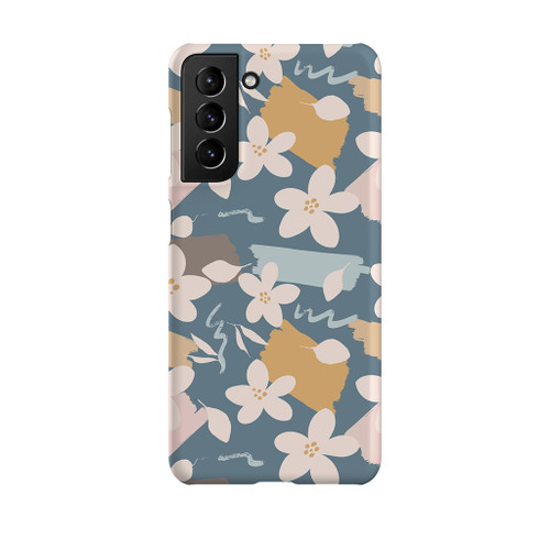 White Flowers Pattern Samsung Snap Case By Artists Collection