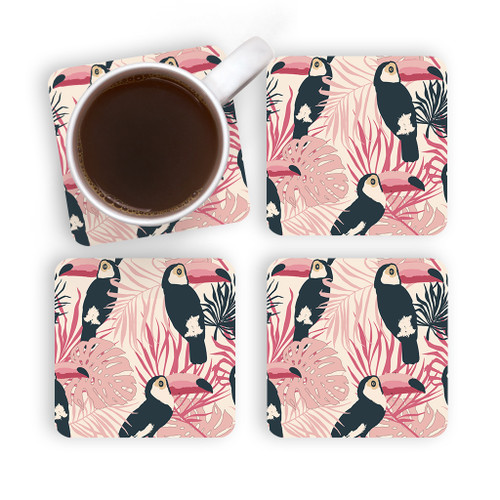 Trendy Toucan Pattern Coaster Set By Artists Collection