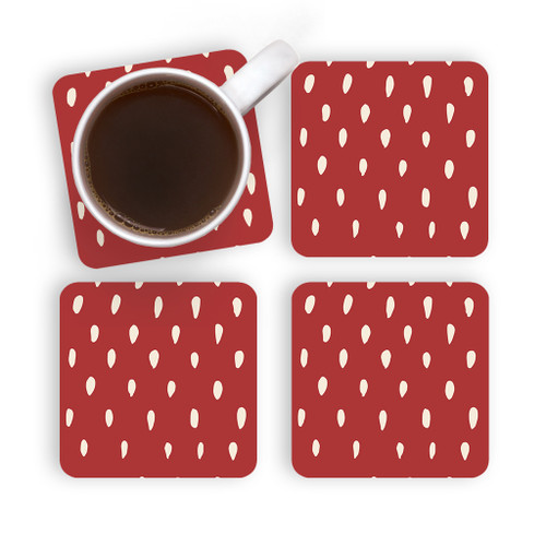 Strawberry Seeds Pattern Coaster Set By Artists Collection