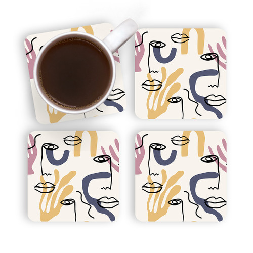 Single One Line Abstract Art Coaster Set By Artists Collection