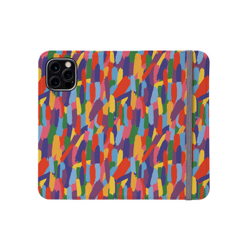 Rainbow Paint Strokes Pattern iPhone Folio Case By Artists Collection