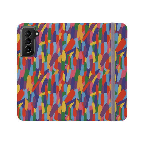 Rainbow Paint Strokes Pattern Samsung Folio Case By Artists Collection