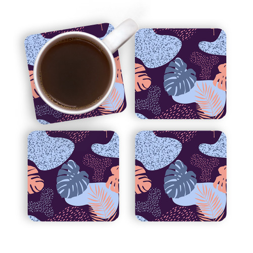 Palm Leaves Pattern Coaster Set By Artists Collection