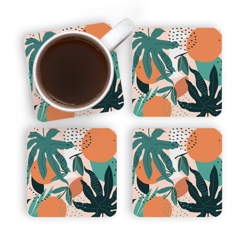 Oranges Pattern Coaster Set By Artists Collection