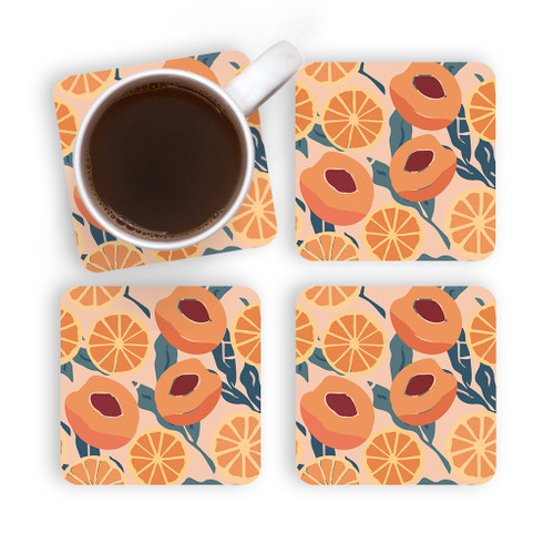 Orange And Peach Pattern Coaster Set By Artists Collection