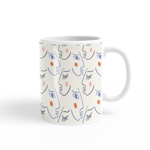 One Line Drawing Abstract Faces Coffee Mug By Artists Collection
