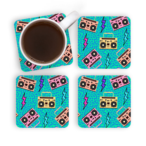 Neon Music Pattern Coaster Set By Artists Collection