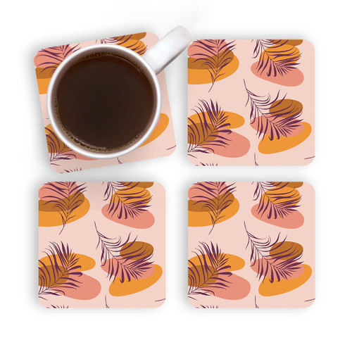 Modern Tropical Palm Leaf Pattern Coaster Set By Artists Collection