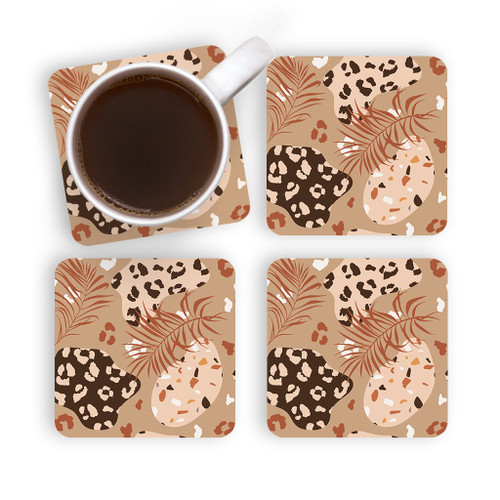Modern Tropical Leopard Pattern Coaster Set By Artists Collection