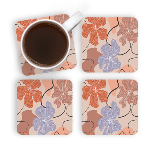 Hand Drawn Abstract Flowers Coaster Set By Artists Collection