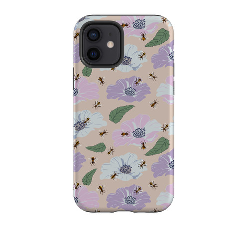 Flowers With Bees Pattern iPhone Tough Case By Artists Collection