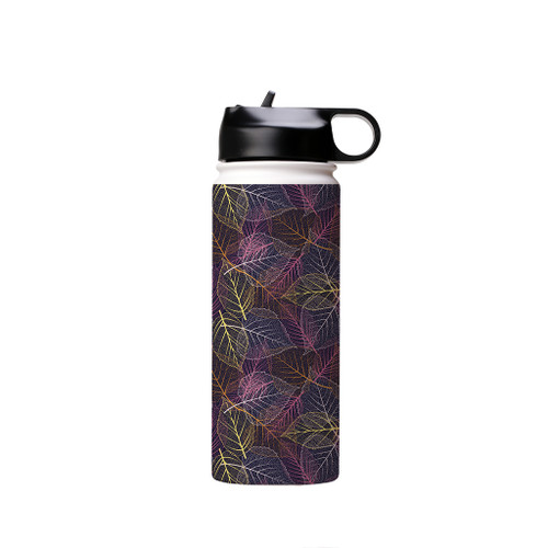 Colorful Leaves Outline Pattern Water Bottle By Artists Collection