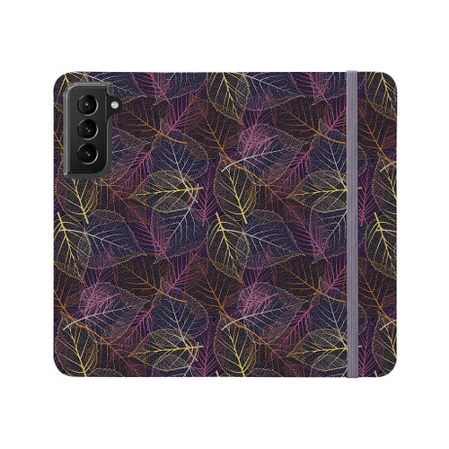 Colorful Leaves Outline Pattern Samsung Folio Case By Artists Collection