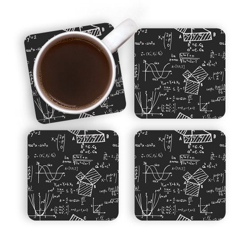 Chalkboard Math Pattern Coaster Set By Artists Collection