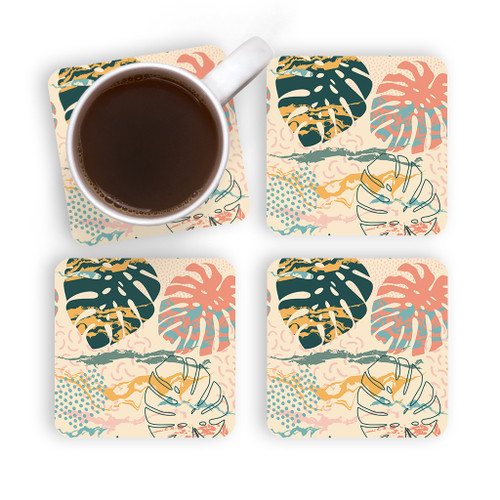 Abstract Tropical Pattern Coaster Set By Artists Collection