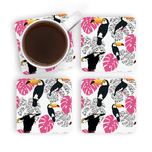 Abstract Toucan Pattern Coaster Set By Artists Collection