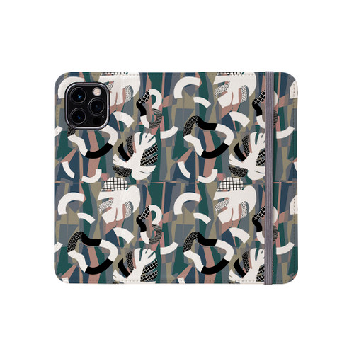 Abstract Inverse Leaves Pattern iPhone Folio Case By Artists Collection