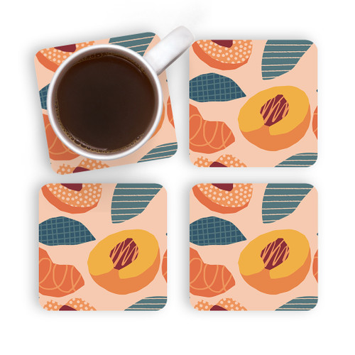 Abstract Design Peach Pattern Coaster Set By Artists Collection