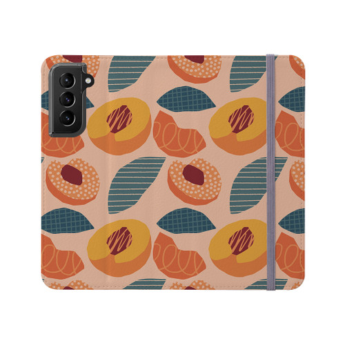 Abstract Design Peach Pattern Samsung Folio Case By Artists Collection