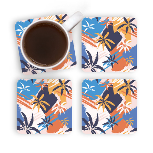 Abstract Palm Pattern Coaster Set By Artists Collection