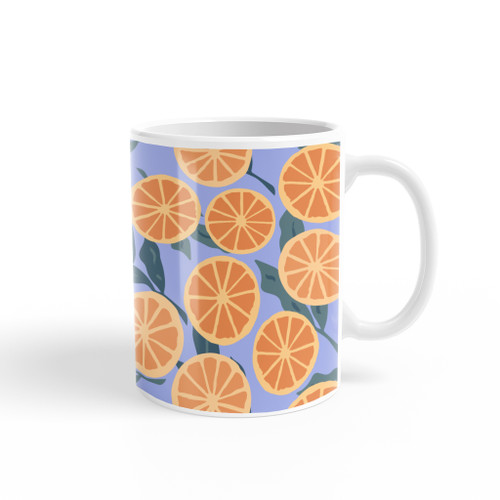 Abstract Oranges With Purple Background Pattern Coffee Mug By Artists Collection