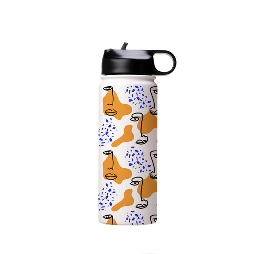 Abstract Line Faces Water Bottle By Artists Collection