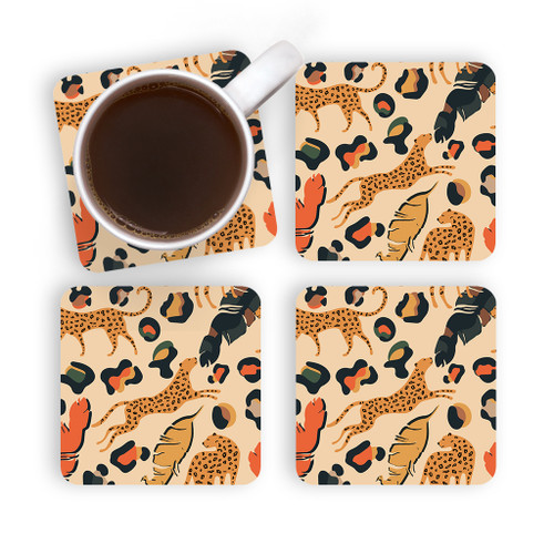 Abstract Leopard Pattern Coaster Set By Artists Collection