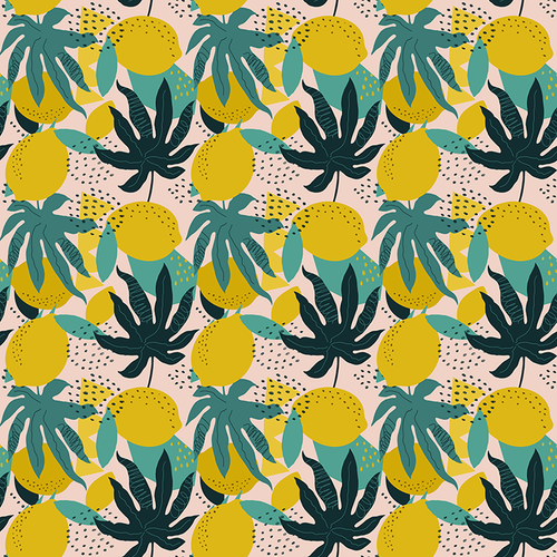 Abstract Tropical Lemons Pattern Design By Artists Collection