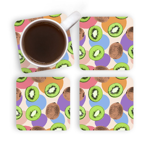 Abstract Kiwi Pattern Coaster Set By Artists Collection