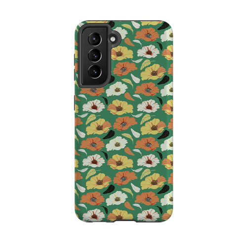 Abstract Green Flower Pattern Samsung Tough Case By Artists Collection