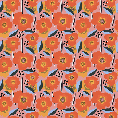 Abstract Orange Poppy Pattern Design By Artists Collection