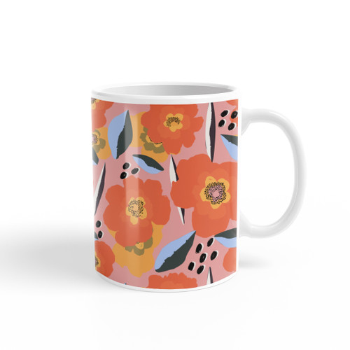 Abstract Orange Poppy Pattern Coffee Mug By Artists Collection