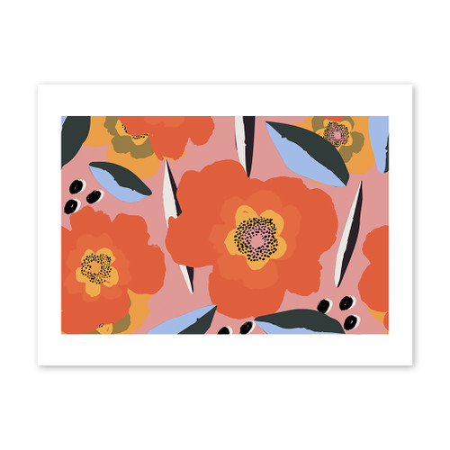 Abstract Orange Poppy Pattern Art Print By Artists Collection