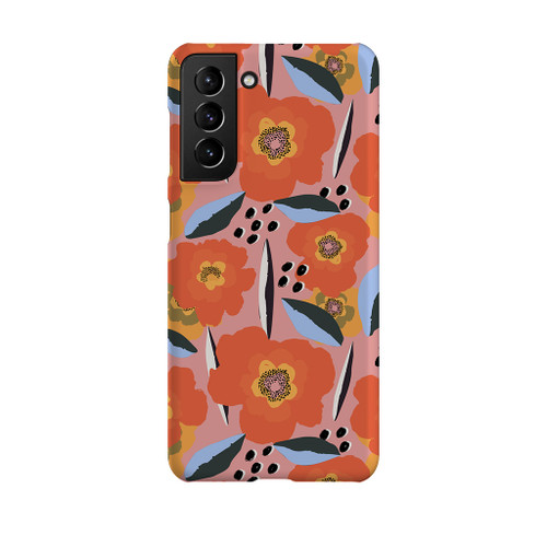 Abstract Orange Poppy Pattern Samsung Snap Case By Artists Collection