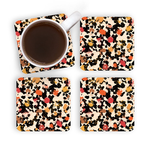 Abstract Paint Splashes Pattern Coaster Set By Artists Collection