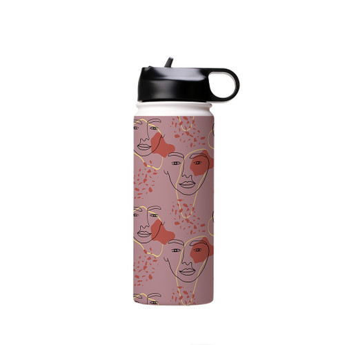Abstract Face Pattern Water Bottle By Artists Collection