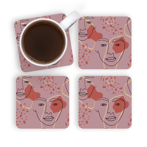 Abstract Face Pattern Coaster Set By Artists Collection