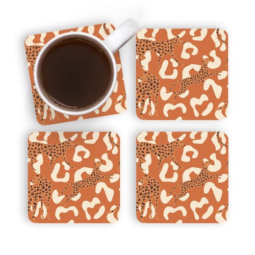 Abstract Cheetah Pattern Coaster Set By Artists Collection