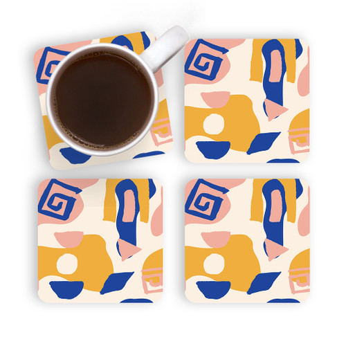 Abstract Boho Pattern Coaster Set By Artists Collection